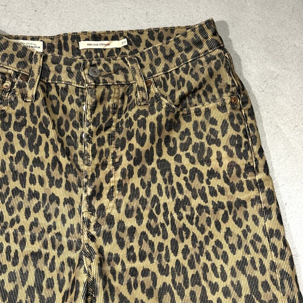 Levi's Cheetah Print Corduroy Pants Women's 27 Premium Rib Cage Straight - Picture 2 of 15